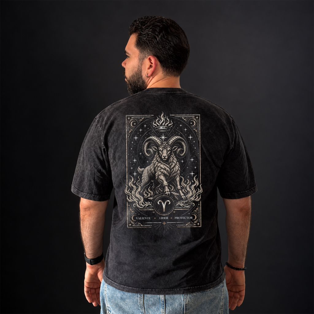 Camiseta Aries Acid Wash | Oversize