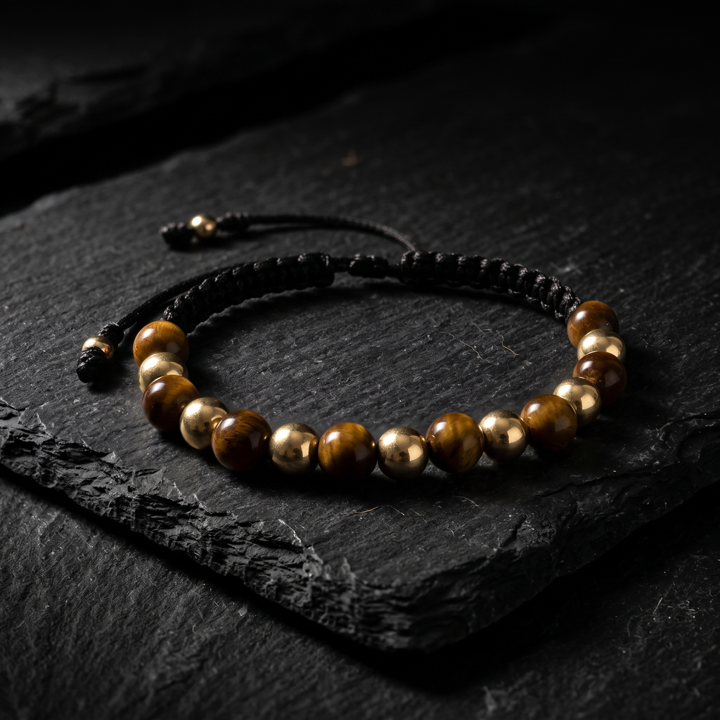 Pulsera Ojo de Tigre y Oro Laminado 18k | Estrategia y Riqueza