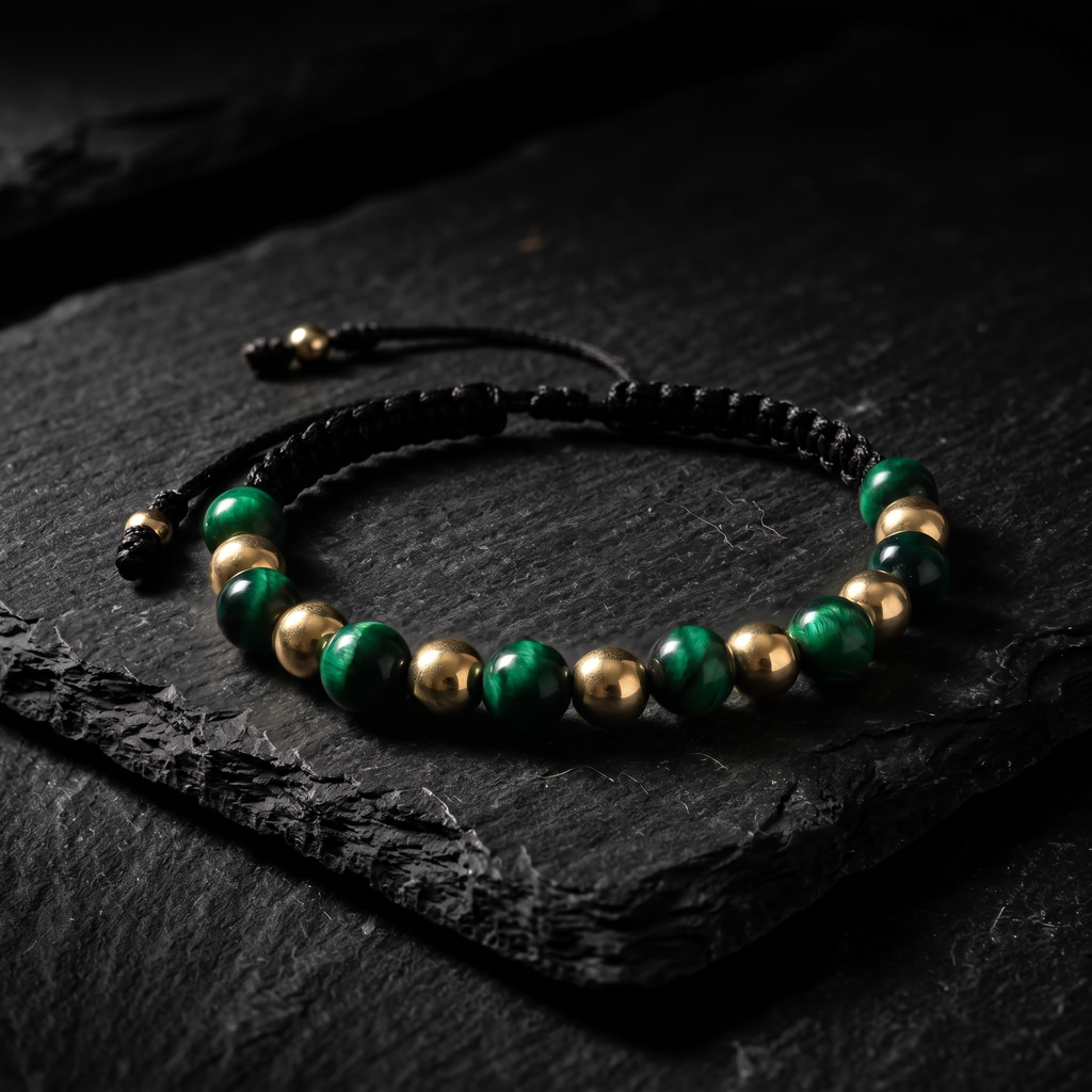 Pulsera Ojo de Tigre y Oro Laminado 18k | Estrategia y Riqueza