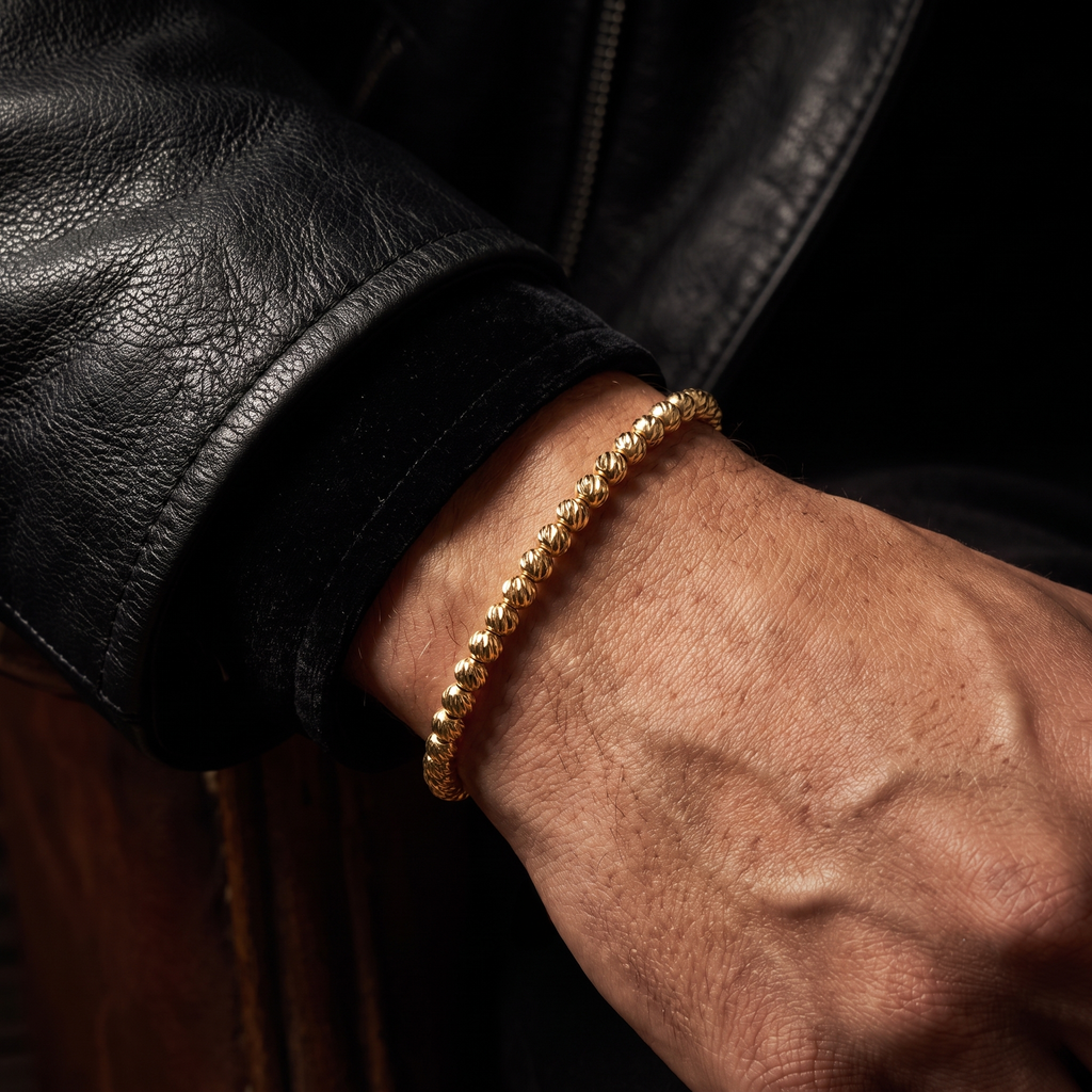 Pulsera Estructura Diamantada (4mm) | Oro Laminado 18k