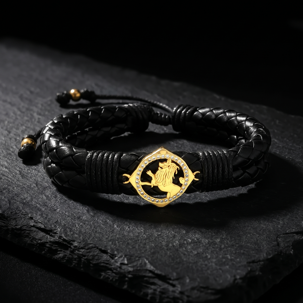 Pulsera León Rampante Cuero Vegano | Autoridad y Liderazgo