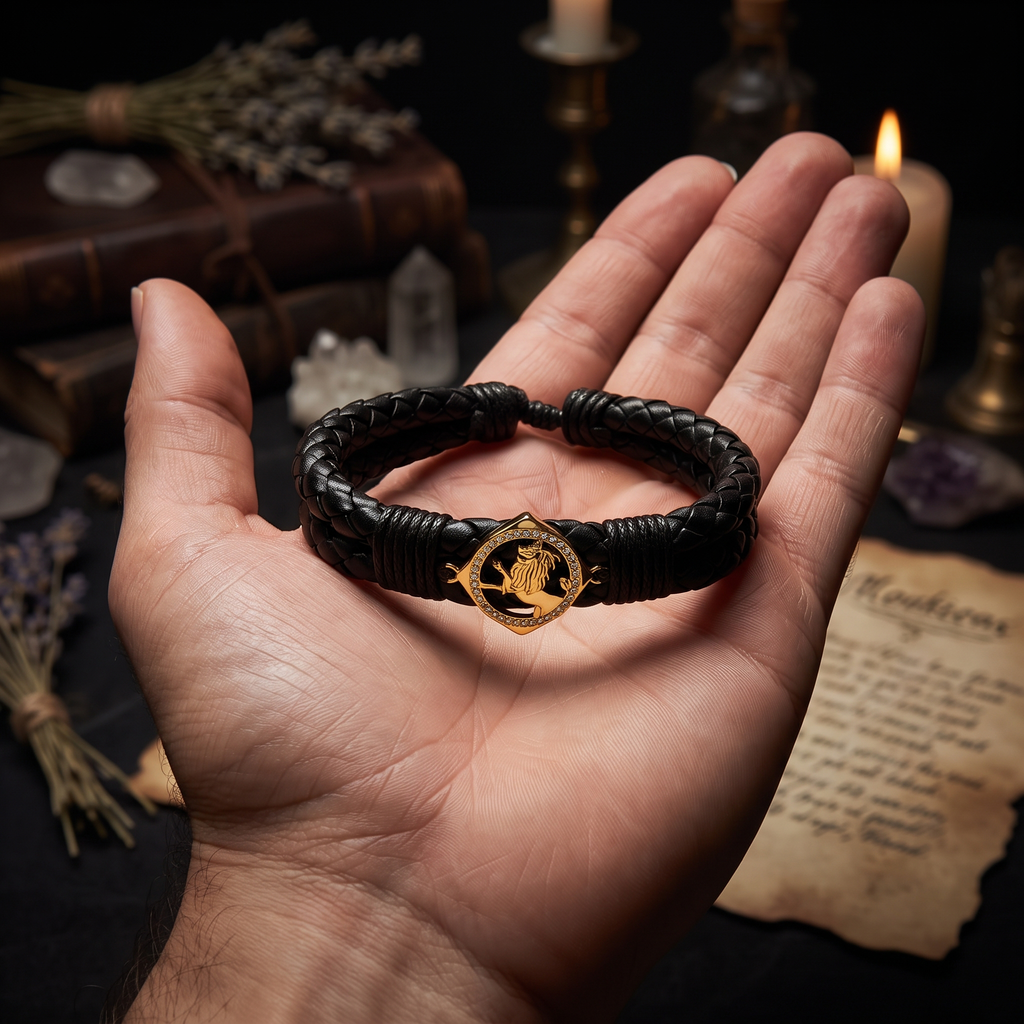 Pulsera León Rampante Cuero Vegano | Autoridad y Liderazgo