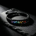 Brazalete Equilibrio | Cuero, Acero y 7 Chakras