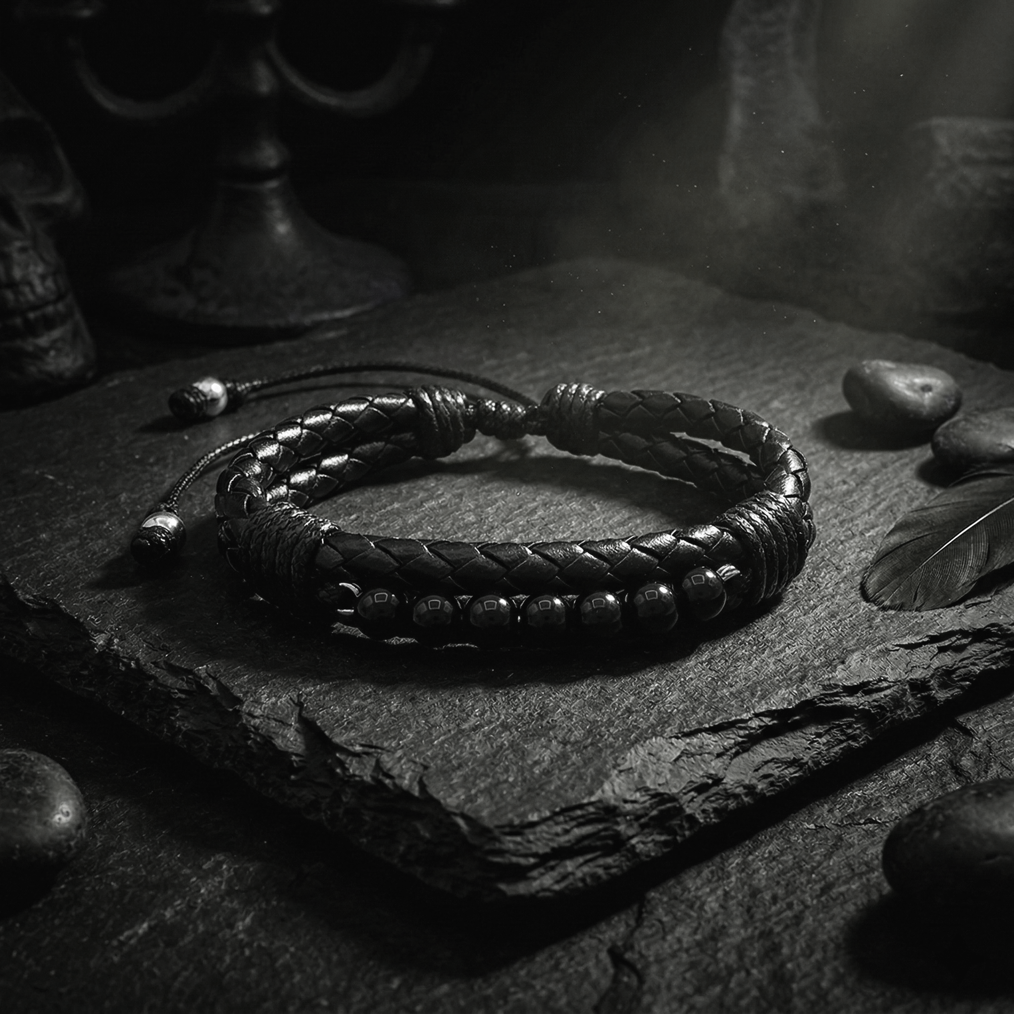 Pulsera Talismán Ónix Brillante | Escudo y Estilo