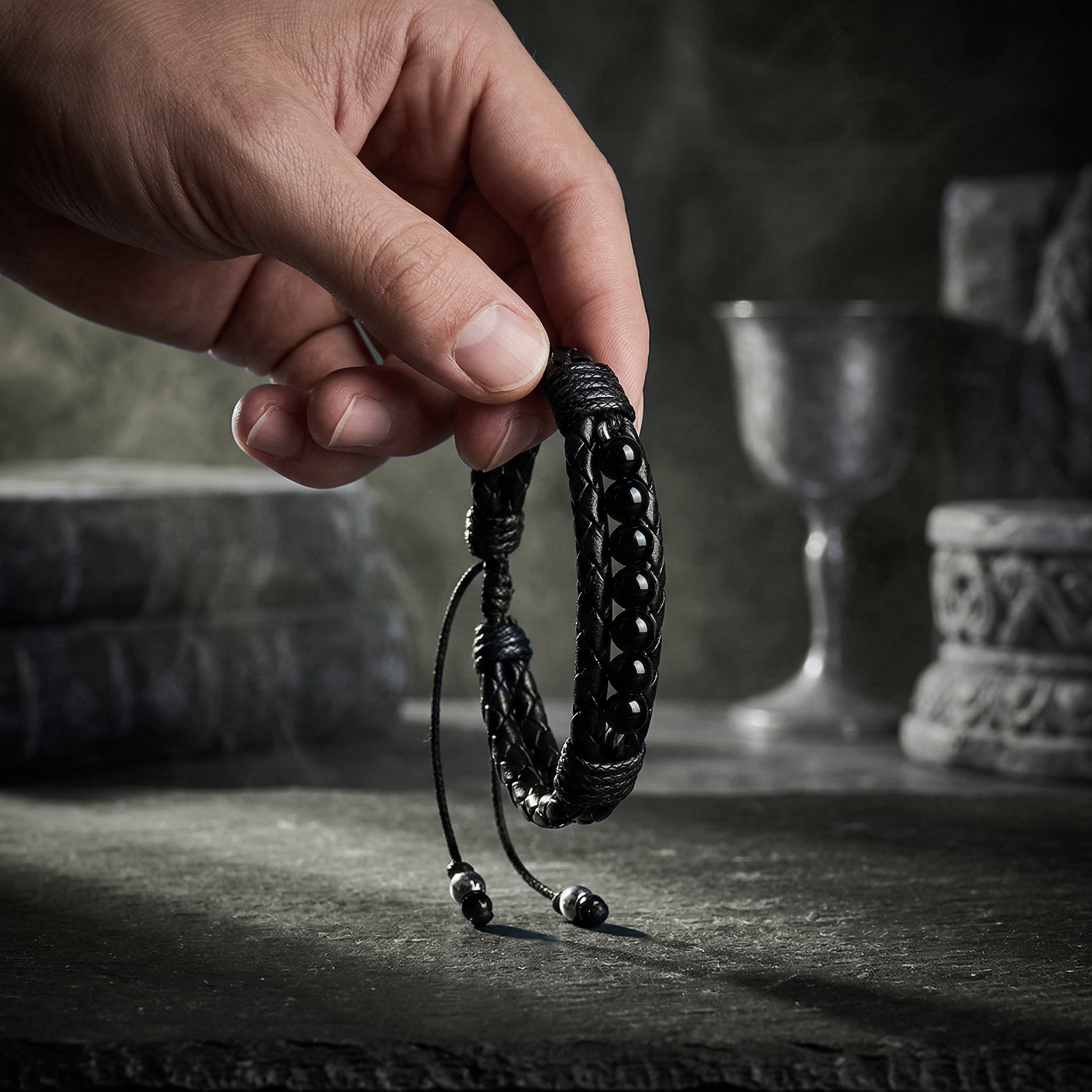 Pulsera Talismán Ónix Brillante | Escudo y Estilo