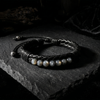 Pulsera Espectrolita | Piedra de Umbral y Cuero Vegano