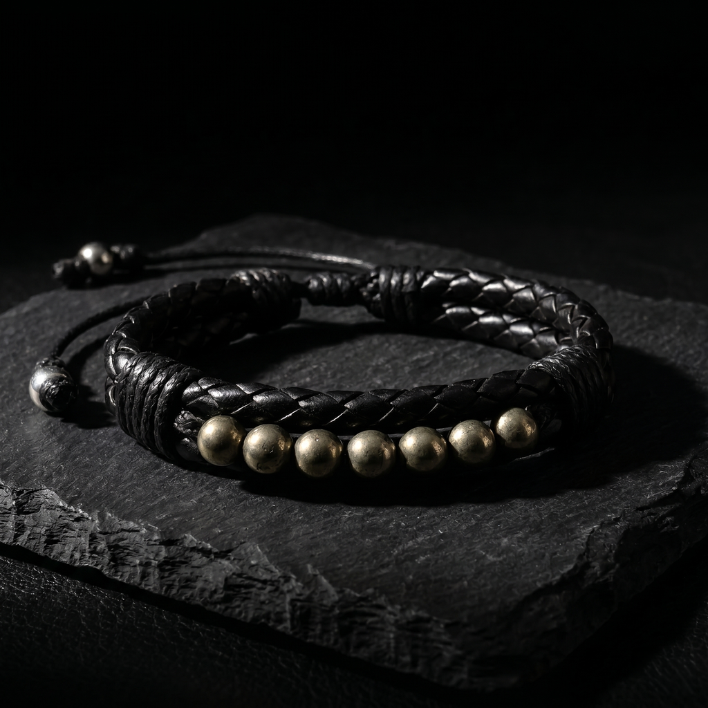 Pulsera Manifiesto | Pirita y Cuero