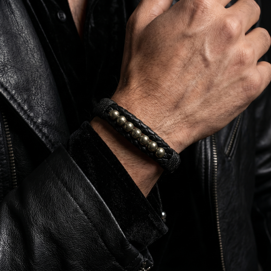 Pulsera Manifiesto | Pirita y Cuero