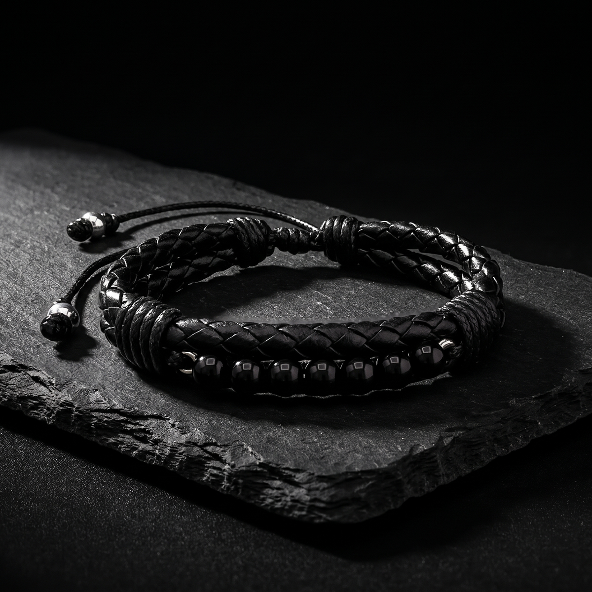 Pulsera Cuero Vegano y Turmalina | Escudo y Enraizamiento