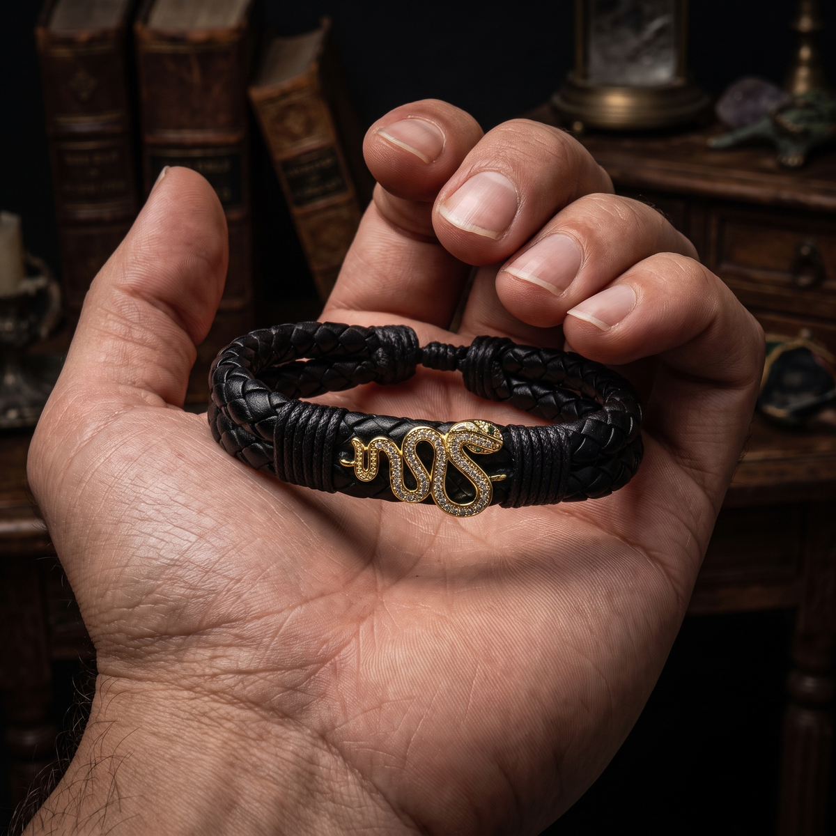 Pulsera Cuero Vegano Serpiente | Sabiduría y Transformación