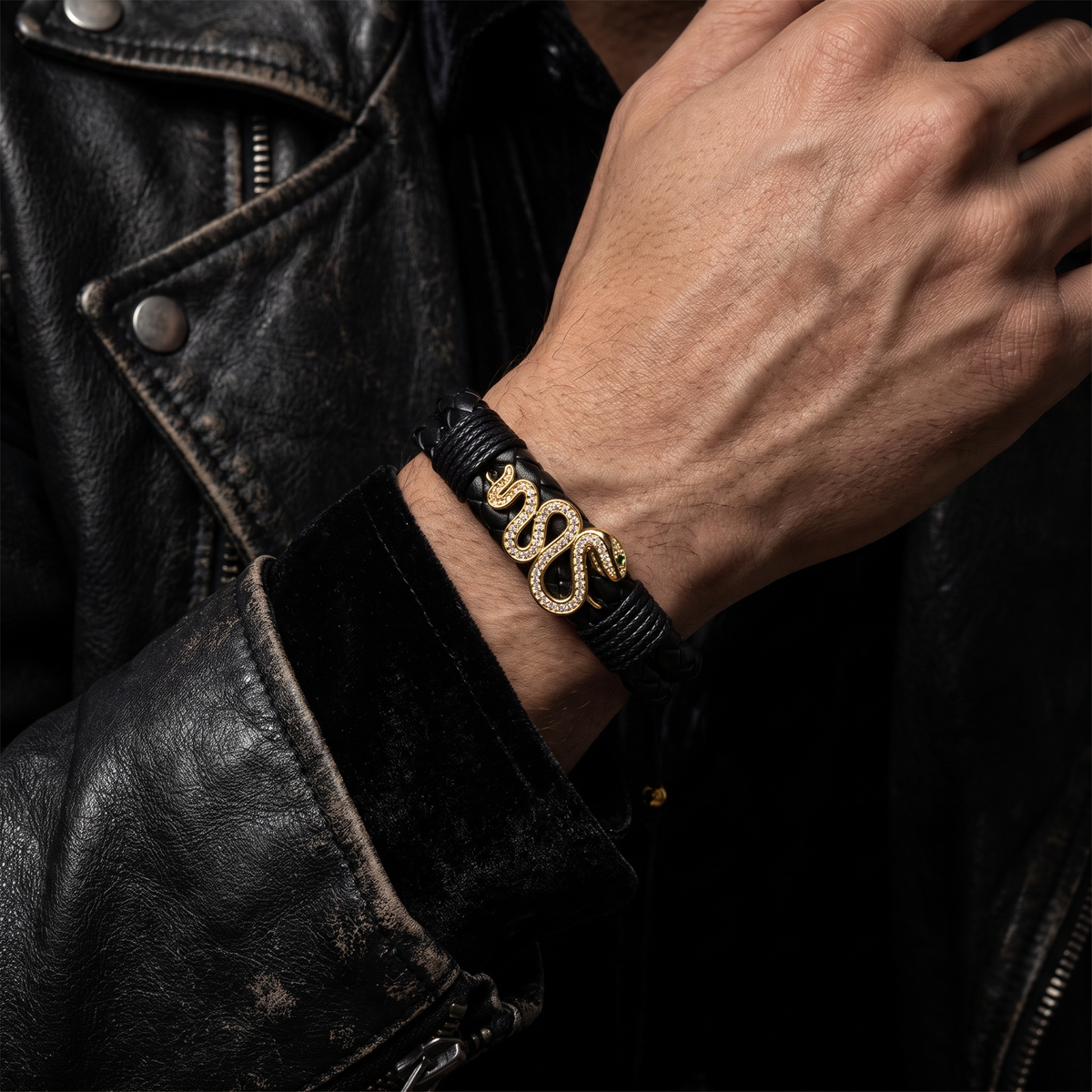 Pulsera Cuero Vegano Serpiente | Sabiduría y Transformación