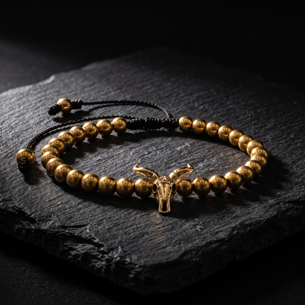 Pulsera Cráneo de Toro y Acero 6mm | Fuerza y Resistencia