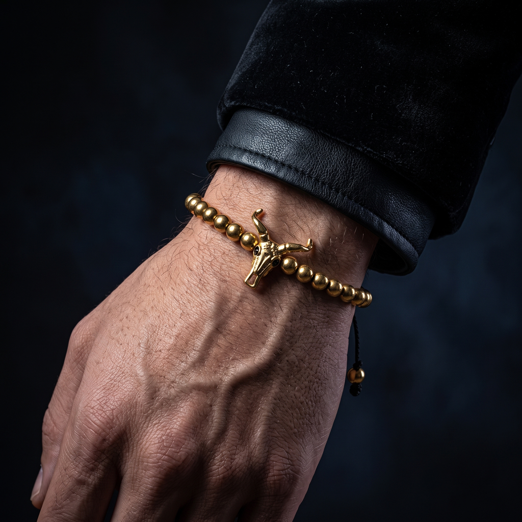 Pulsera Cráneo de Toro y Acero 6mm | Fuerza y Resistencia