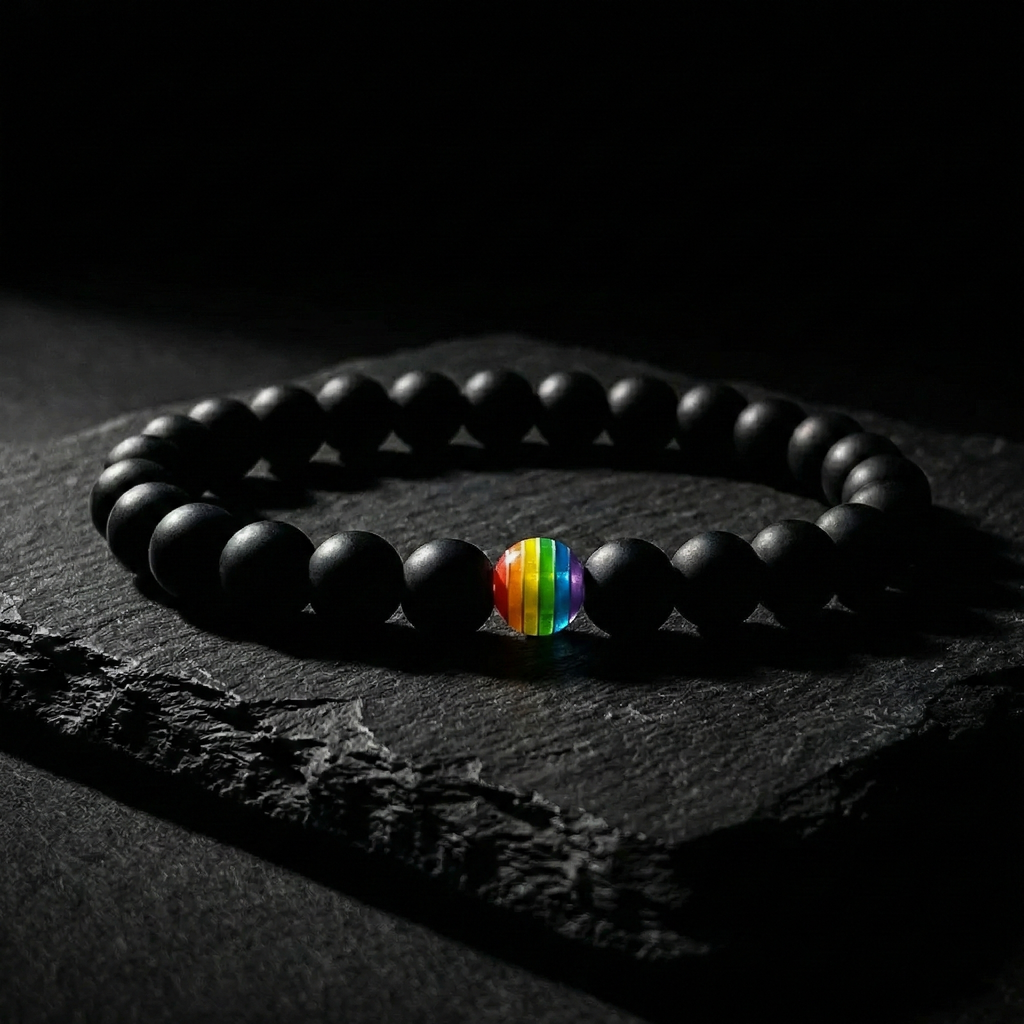 Pulsera Protectora Ónix Mate y Arcoíris (8mm)