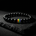 Pulsera Protectora Ónix Mate y Arcoíris (8mm)