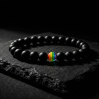 Pulsera Protectora Ónix Mate y Arcoíris (8mm)