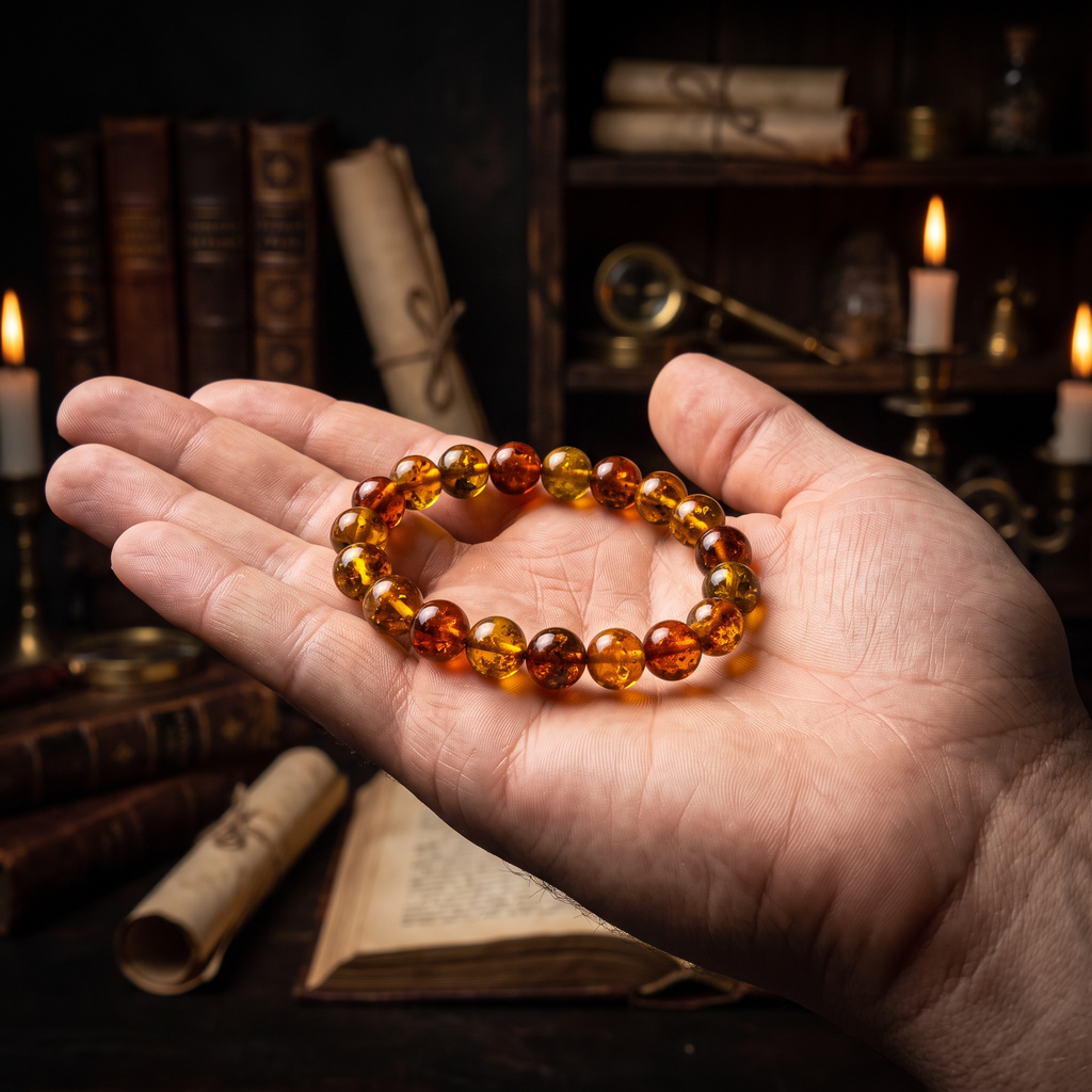 Pulsera Ámbar 8mm | Energía Ancestral y Resiliencia