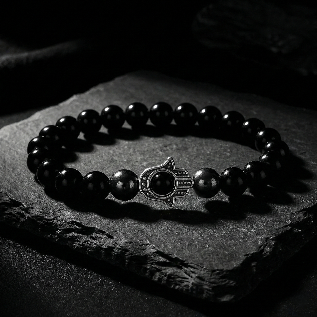 Hamsa | Ónix y Hematita - Amuleto