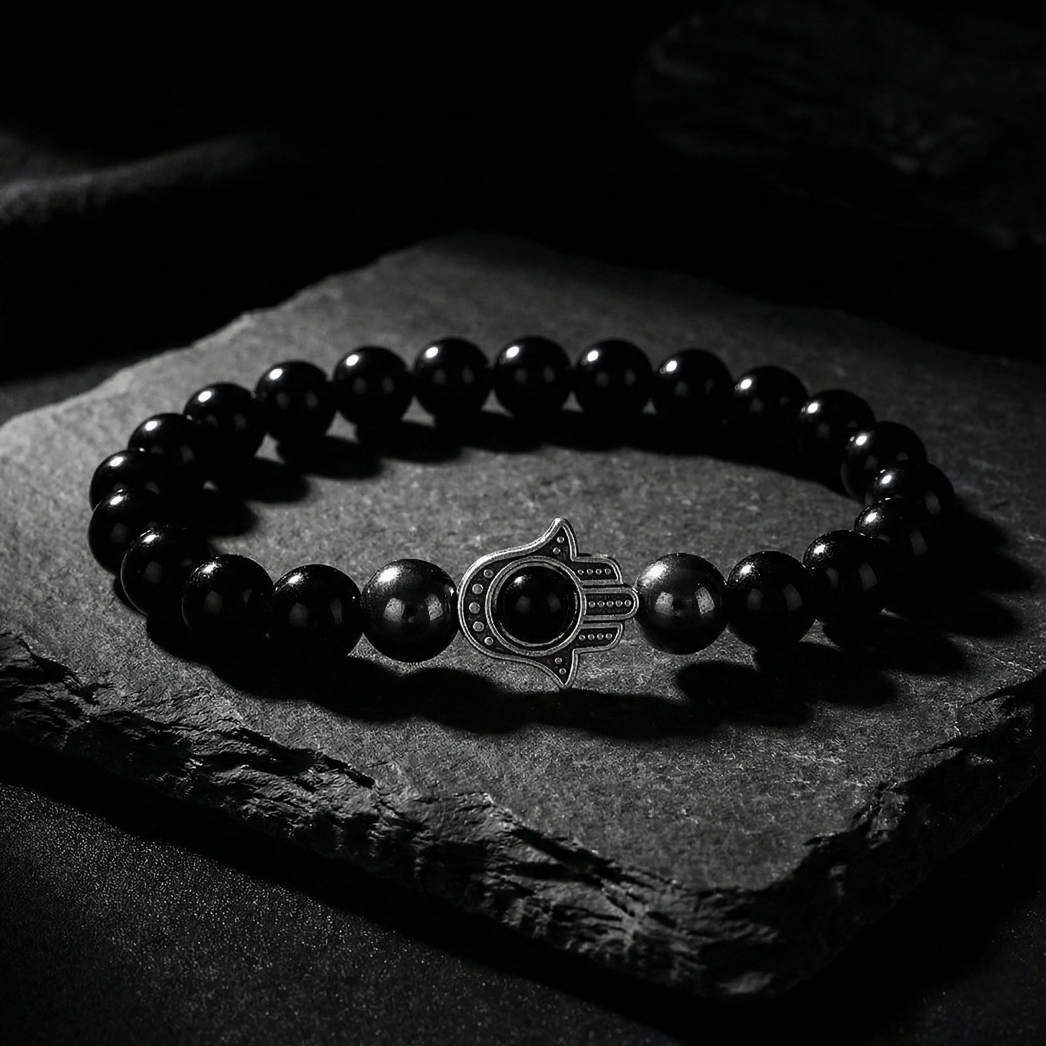 Hamsa | Ónix y Hematita - Amuleto
