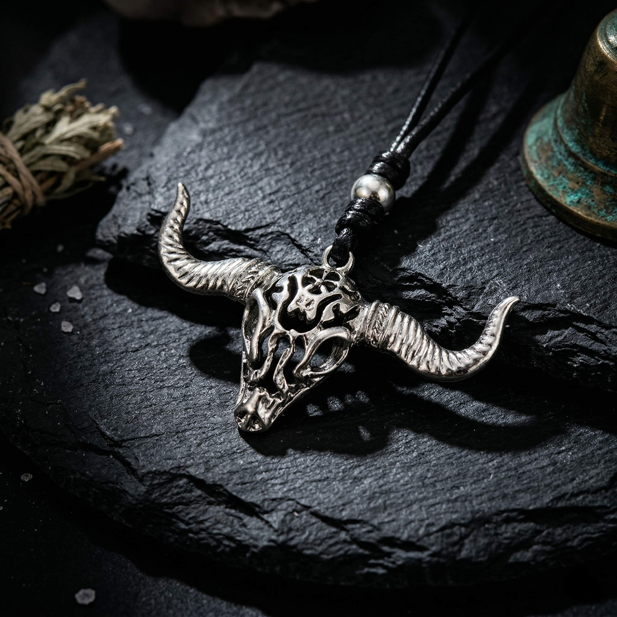 Collar con Dije de Cráneo de Toro | Fuerza Sagrada