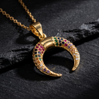 Collar Luna Invertida Multicolor | Acero Inoxidable