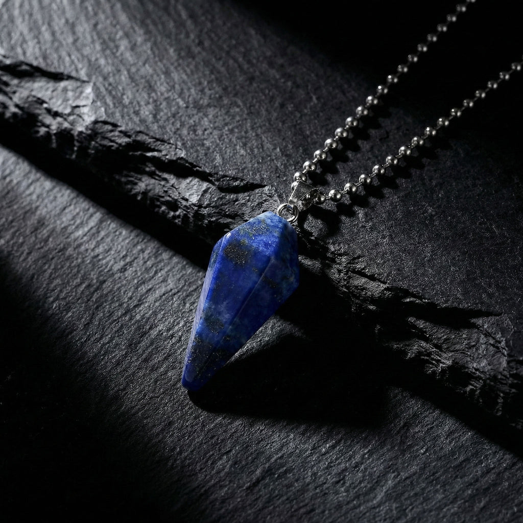 Collar con Péndulo de Lapislázuli y Acero Inoxidable