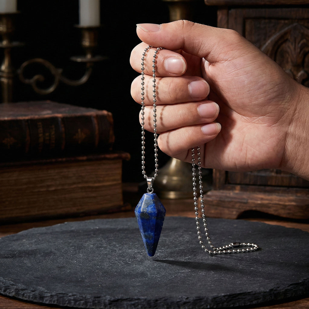 Collar con Péndulo de Lapislázuli y Acero Inoxidable