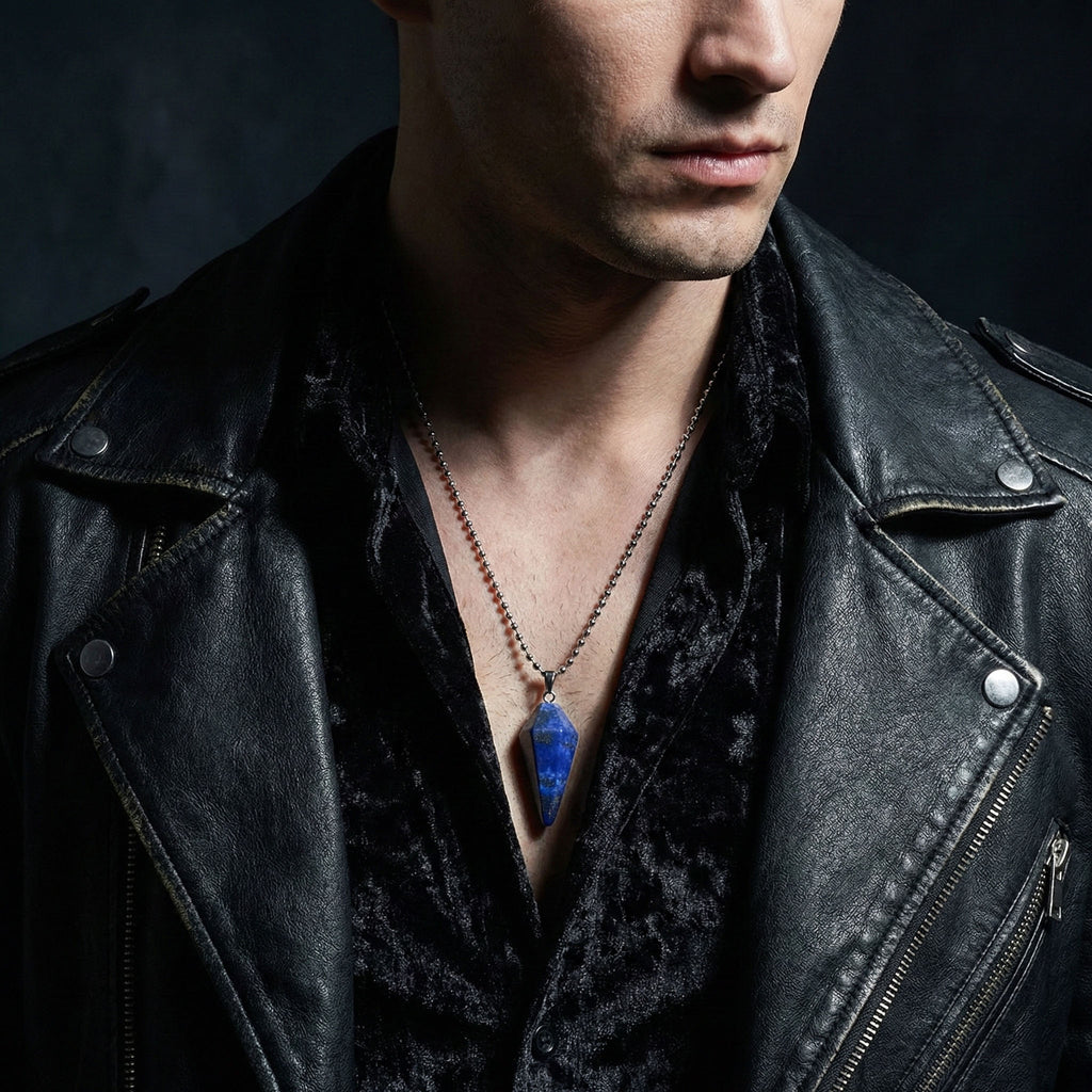 Collar con Péndulo de Lapislázuli y Acero Inoxidable