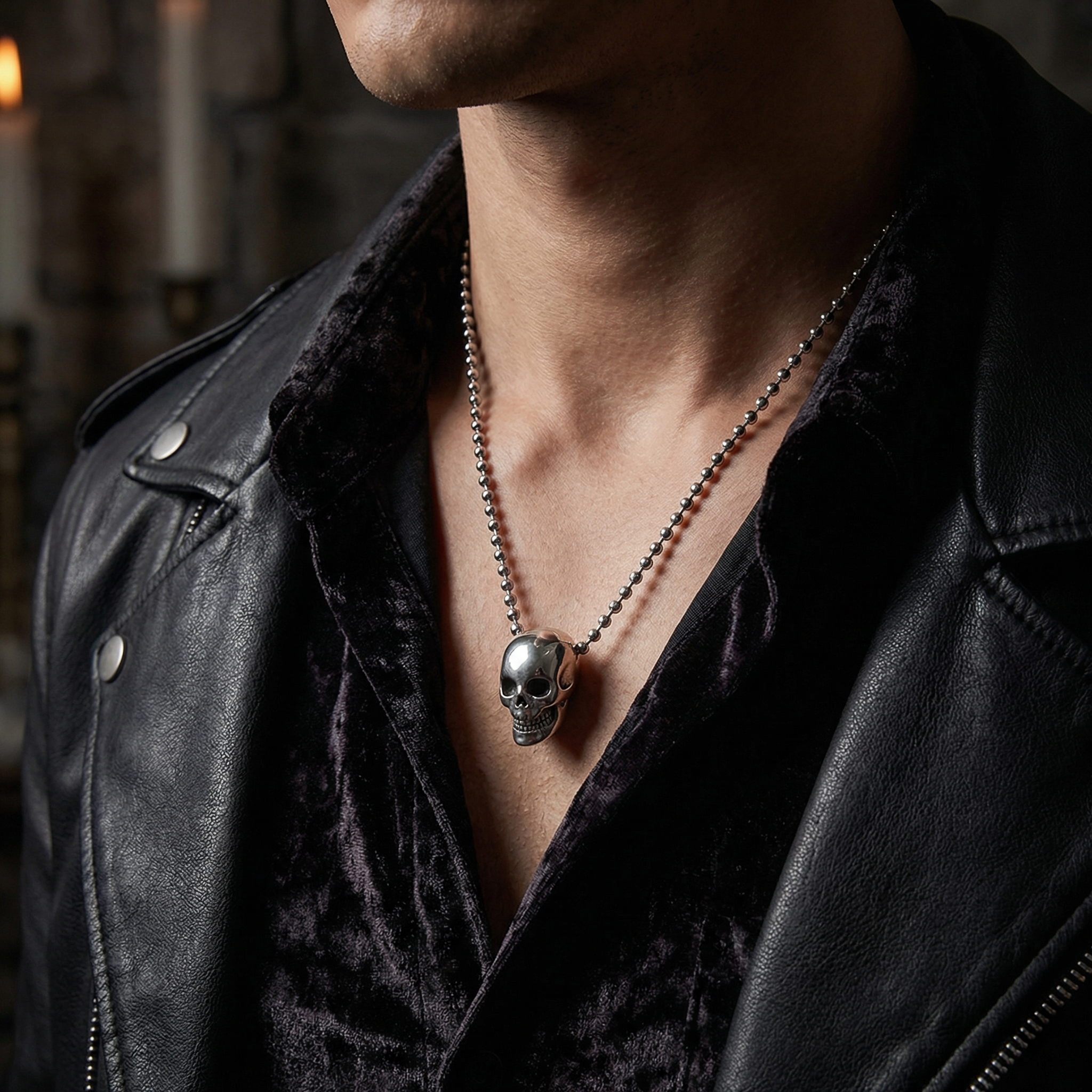 Collar Calavera Acero Inoxidable