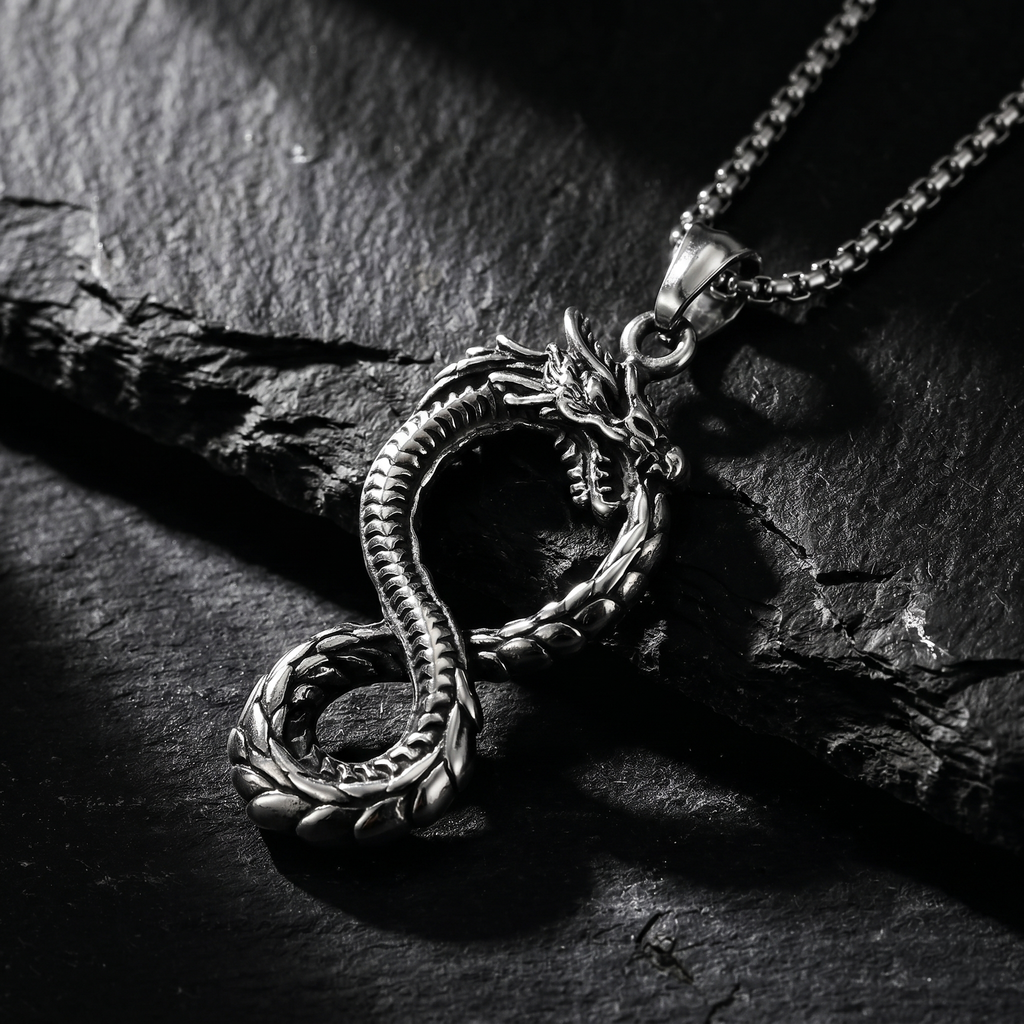 Collar Dragón Uróboro | Acero Inoxidable