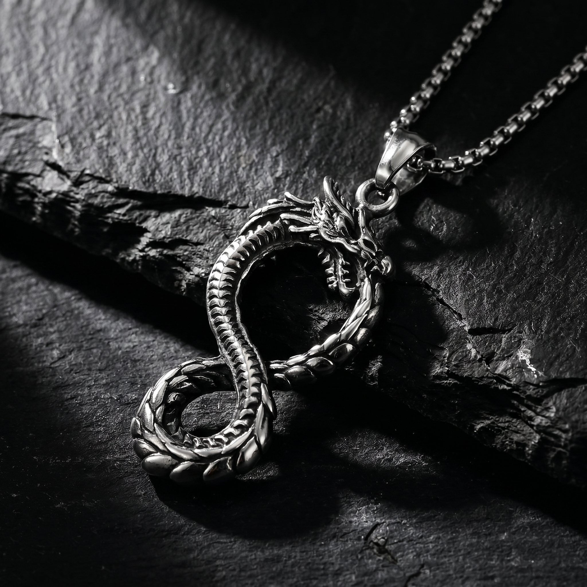 Collar Dragón Uróboro | Acero Inoxidable