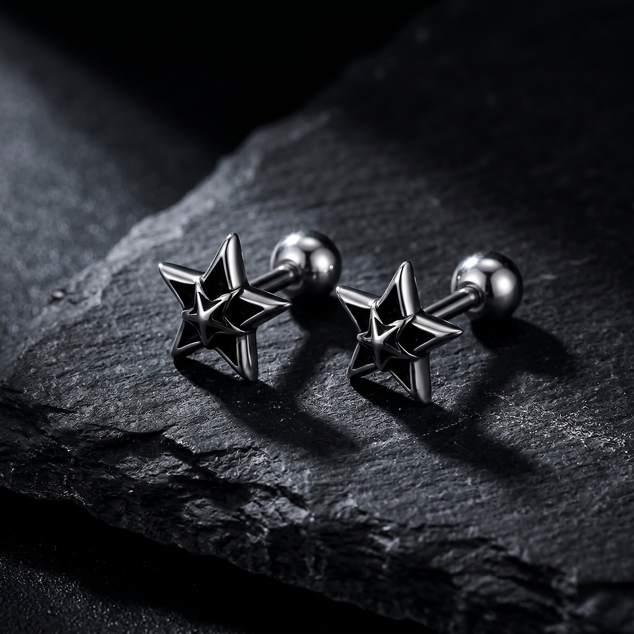 Aretes Estrella Estructurada | Acero Inoxidable