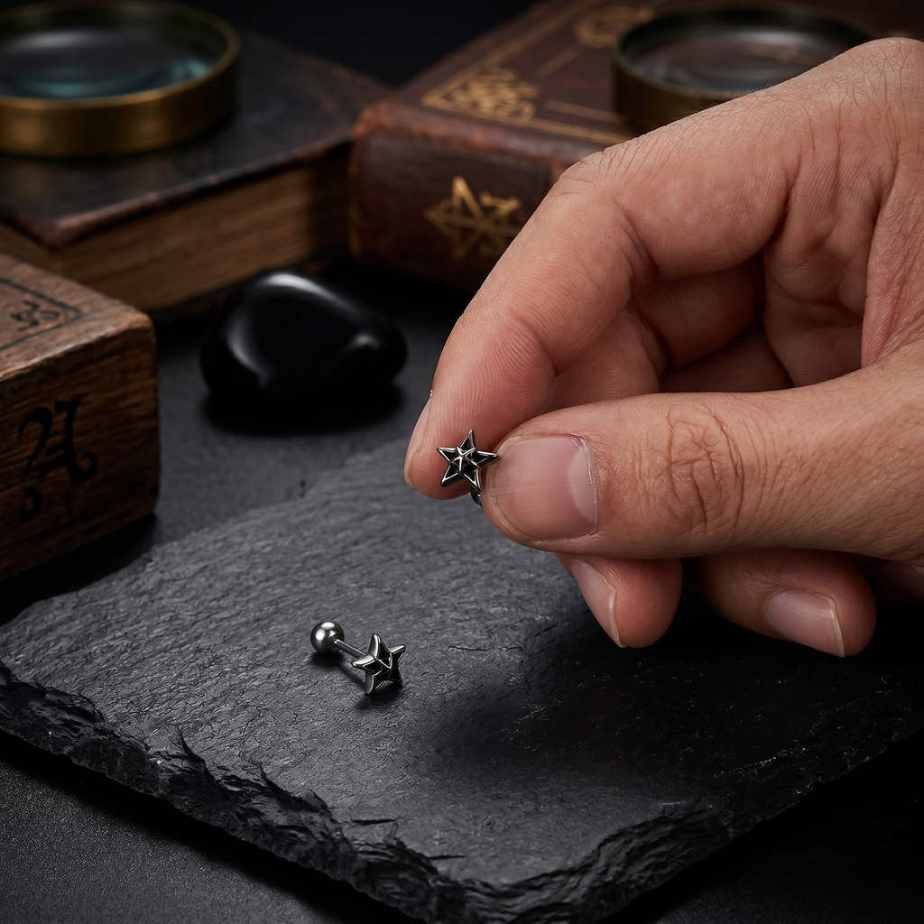 Aretes Estrella Estructurada | Acero Inoxidable