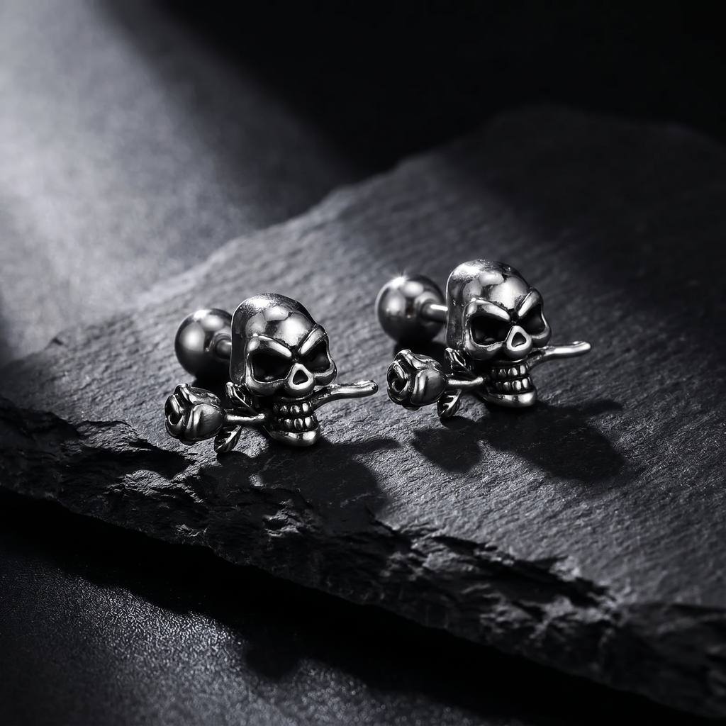 Aretes Dark Bloom | Acero Inoxidable