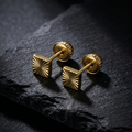 Aretes Prisma Estructurado | Oro Laminado 18k